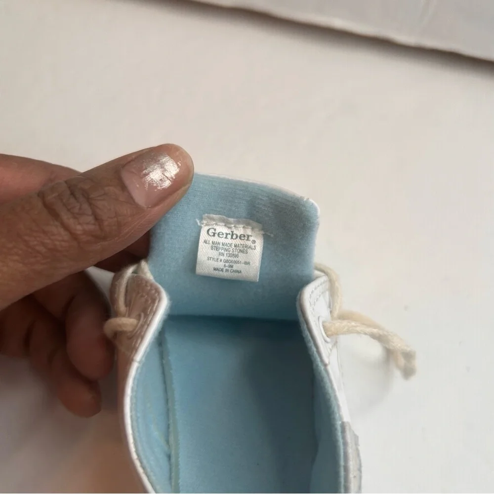 Gerber 1st Classic White Baby Shoes.Christening Crib Shoes White Size 6-9Months